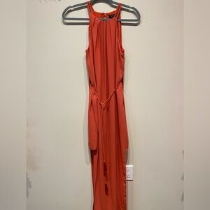 Coral White House black market full length dress with leg slit